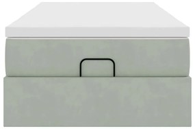 Estrutura cama otomana colchão 90x190 cm veludo cinzento claro