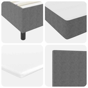 Cama Box Spring com Colchão Cinza Claro em Tecido de Corduroy para Sol