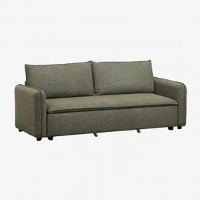 Sofá-cama De 3 Lugares Em Tecido Bouclé Drovi Bouclé Verde Sálvia - Sklum