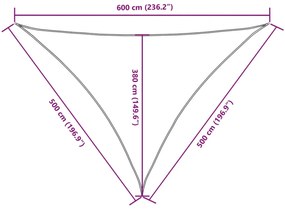 Para-sol estilo vela tecido oxford triangular 5x5x6 m bege