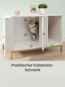 Móvel para caixa de areia para gatos 80 x 50 x 55 cm branco-dourado