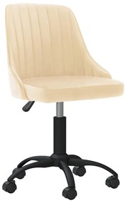 vidaXL Cadeira de jantar giratória veludo cor creme