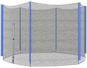 SPORTNOW Rede de Segurança para Trampolim Ø305 cm para Exterior e Porta com Fecho de Correr para 6 Postes Azul