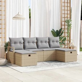 Conjunto de Sofás de Jardim vidaXL com Almofadas Bege Rattan Polipropileno