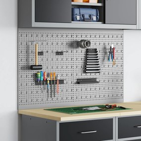 vidaXL Conjunto de 2 Painéis com 8 Acessórios Cinza 50x60 cm em Aço