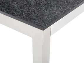 Conjunto de mesa com tampo granito flameado preto 180 x 90 cm e 6 cadeiras creme GROSSETO Beliani
