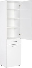 Armário Multiusos com Cesto "Wanna" - Branco - 52x187x38 cm - Design M