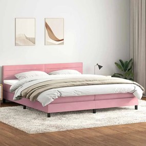vidaXL Cama com molas/colchão rosa 180x220 cm veludo