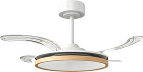 HOMCOM Ventoinha de Teto com Luz LED 80 W Motor DC Reversível Controlo Remoto 6 Velocidades Temporizador Ø95 cm Branco e Madeira | Aosom Portugal