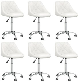 Cadeiras de jantar giratórias 6 pcs couro artificial branco