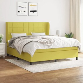 vidaXL Cama com molas/colchão 160x200 cm tecido verde