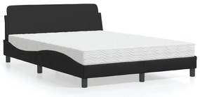 Cama com colchão 140x190 cm couro artificial preto