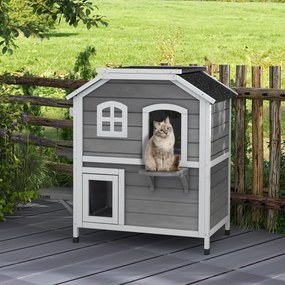 Casa Exterior para Gatos, 99,5 x 76 x 91 cm, Telhado de Abrir, Cinzento