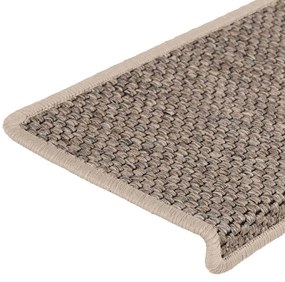 Tapetes escada adesivos aspeto sisal 15pcs 65x21x4 bege-escuro