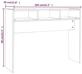Mesa consola 105x30x80 cm derivados de madeira cinzento cimento