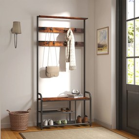 Cabide com 9 ganchos de 30 x 85 x 180,5 cm castanho e perto