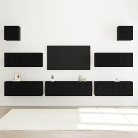 Conjunto de Armário de TV de 7 Peças Montado na Parede em Carvalho Pre