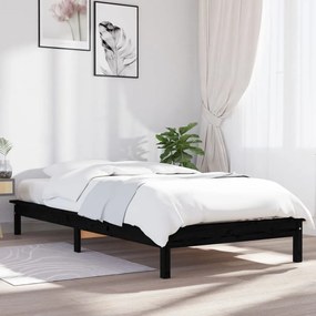 Estrutura cama de solteiro pequena 75x190 cm pinho maciço preto