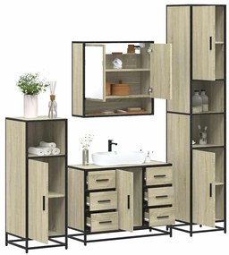 vidaXL 4 pcs conj. móveis casa banho derivados madeira carvalho sonoma