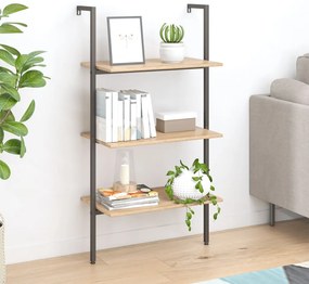 Unidade 3 prateleiras 64x35x120,5 cm castanho-claro e preto