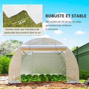 Lona de substituição para estufa em túnel de 12 m² (4 x 3 x 2 m) (ESTRUTURA NÃO INCLUIDA), PE anti-UV e impermeável, com 8 janelas + porta enrolável c