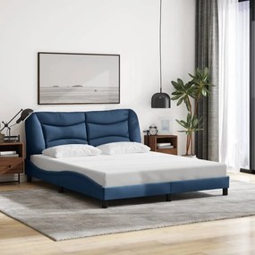 Estrutura de cama sem colchão 160x200 cm tecido azul