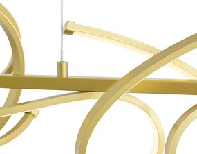 LED Candeeiro suspenso de design dourado retangular regulável em 3 níveis - Krisscross Moderno