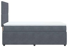 Cama com molas/colchão 100x200 cm veludo cinza-escuro