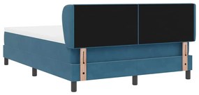 Cama Box Spring vidaXL com Colchão Azul Escuro 140x190 cm Veludo