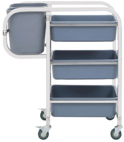 Carrinho de cozinha com recipientes de plástico 82x43,5x93 cm