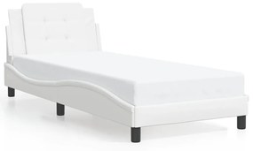 Estrutura de cama c/ luzes LED 80x200cm couro artificial branco