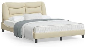 vidaXL Estrutura de cama sem colchão 140x200 cm tecido cor creme