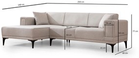 Sofá-cama de canto Horizon – Ecru – 140x250 cm