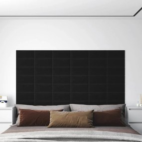 vidaXL Painel de parede 12 pcs 30x15 cm tecido 0,54 m² preto