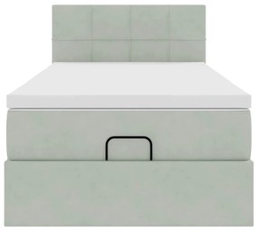 Estrutura de cama otomana com colchão cinza claro Veludo