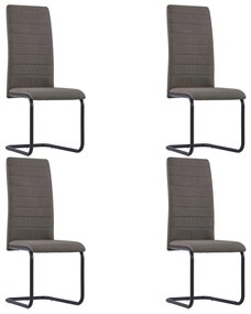 vidaXL Cadeiras de jantar cantilever 4 pcs tecido cinzento-acastanhado