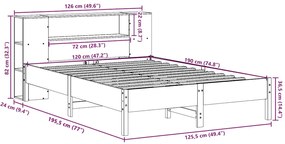 Cama com estante sem colchão 120x190 cm pinho maciço