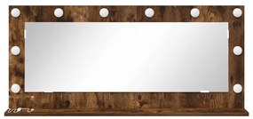 Espelho de Maquilhagem com Luzes LED Carvalho Fumado 100x45x18 cm