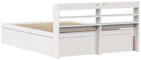 Estrutura de cama com cabeceira 160x200 cm pinho maciço branco