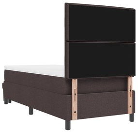 Cama Box Spring com Colchão &amp; Banco Marrom Escuro 90x200 cm Tecido