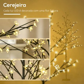 HOMCOM Árvore Cerejeira com 150 Luzes LED IP44 Branco Quente Árvore De