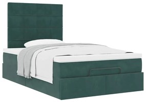 Estrutura de cama otomana com colchões verde escuro veludo
