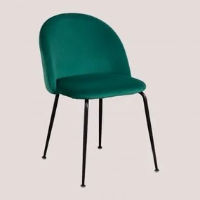 Pack 4 Cadeiras de Jantar de Veludo Kana Design Verde Selva & Preto - Sklum