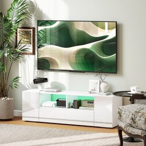 Móvel de TV, 137 x 35 x 42 cm, Iluminação LED, Branco