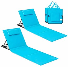 Conjunto de 2 espreguiçadeiras de praia com encosto ajustável Azul