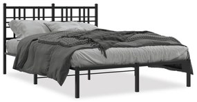vidaXL Estrutura de cama com cabeceira 140x190 cm metal preto