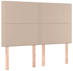 Cabeceira cama c/ LED couro artif. 144x5x118/128 cm cappuccino