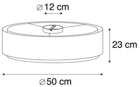 Candeeiro de teto moderno preto com branco 50 cm 3 luzes - Drum Duo Moderno