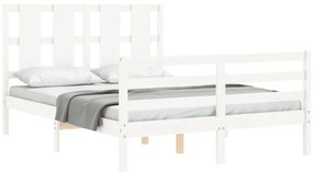 Estrutura de cama com cabeceira 140x190cm madeira maciça branco