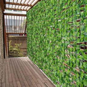 Vedação Artificial em Rolo 3x1,5m Vedação de Privacidade para Balcão Jardim Exterior Planta Decorativa de Parede PE Verde